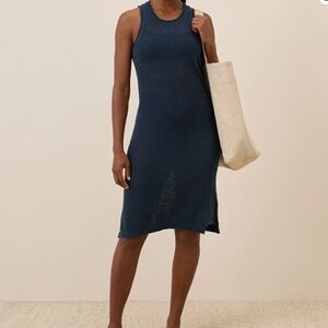 NWT Pact Beachside Crochet Knit Cover-Up swim cover dress Navy Blue XL